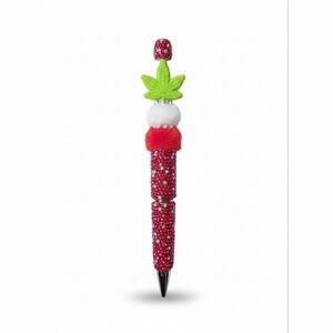 Sparkling Red 420 Bud Leaf Pen With Sparkling Rhinestones
